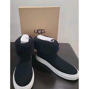 NIB UGG Alameda Cuffed Ankle Bootie Black Suede Sherpa Women’s Sneaker Size 9